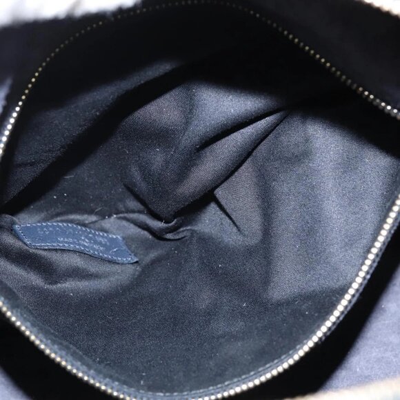 SAINT LAURENT Mini Boston Bag Leather 2way Navy Gold Auth bs30084 - Picture 11 of 16